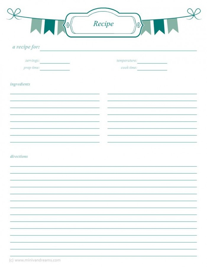 5 Best Images Of Printable Recipe Pages Free Printable Recipe Binder 