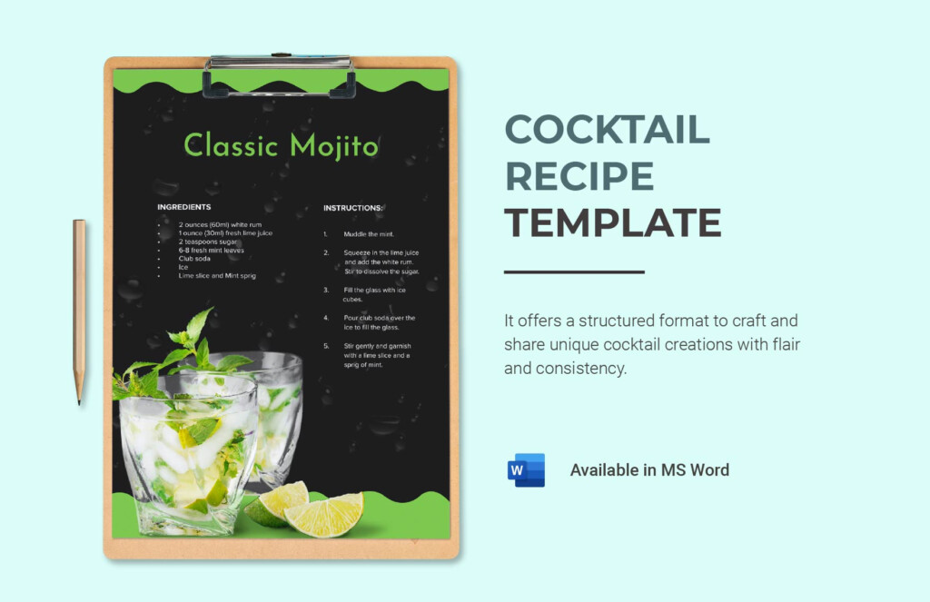 Cocktail Recipe Template In Word Download Template