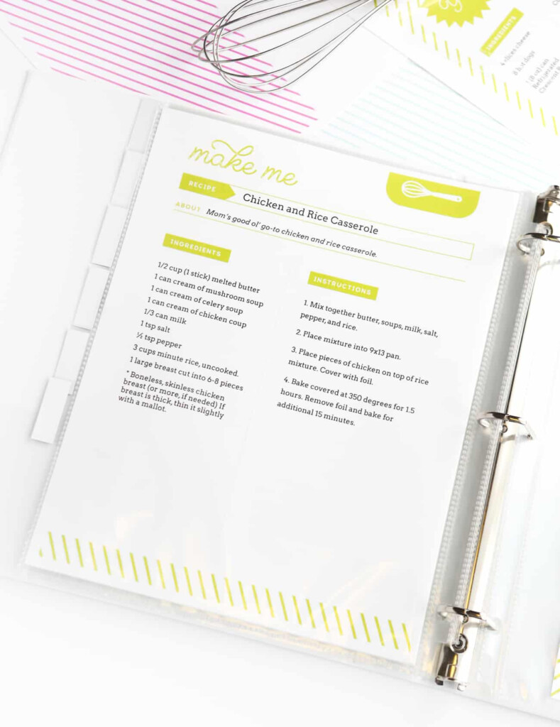 DIY Recipe Book with Free Printable Recipe Binder Kit 