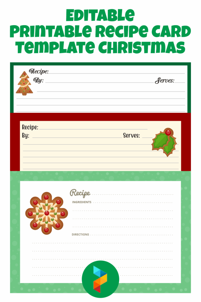 Editable Recipe Card Template Christmas 10 Free PDF Printables 