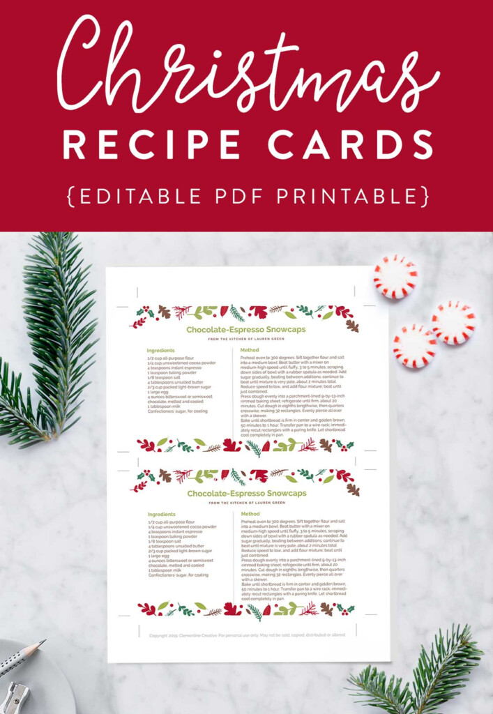 Free Christmas Recipe Card Template Banana breads