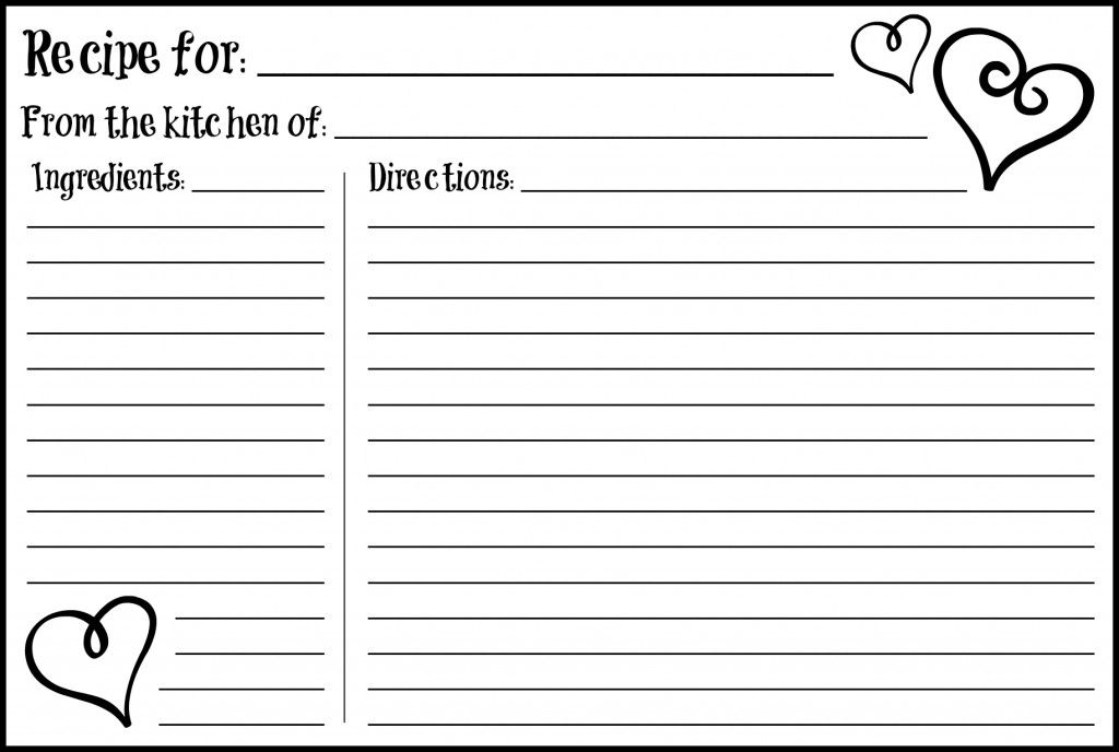 Free Fillable Recipe Cards Washfer