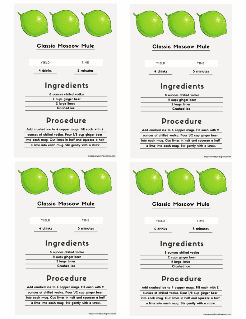 Free Moscow Mule Recipe Card Printable Meg 39 s Everyday Indulgence