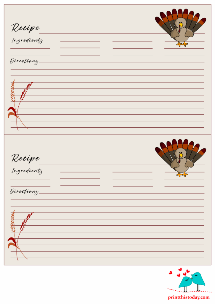 Free Printable Thanksgiving Recipe Cards Download Free Printable 