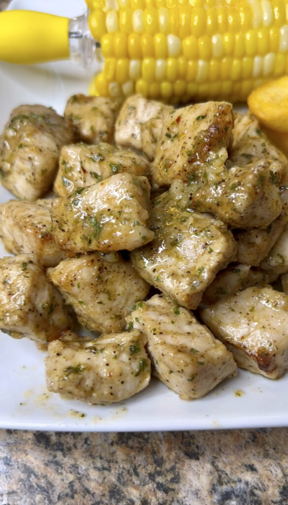 Garlic Butter Pork Chop Bites What 39 s Mom Cookin 39 