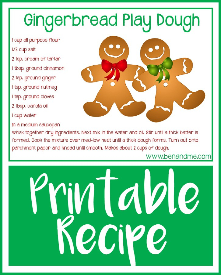 Gingerbread Play Dough Recipe free Printable Ben And Me