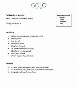 Golo Recipes Free Printable