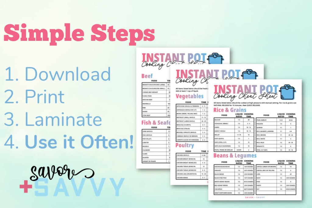 Instant Pot Cooking Times Cheat Sheet Printable Savor Savvy