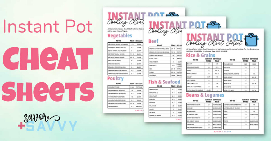 Instant Pot Cooking Times Cheat Sheet Printable Savor Savvy