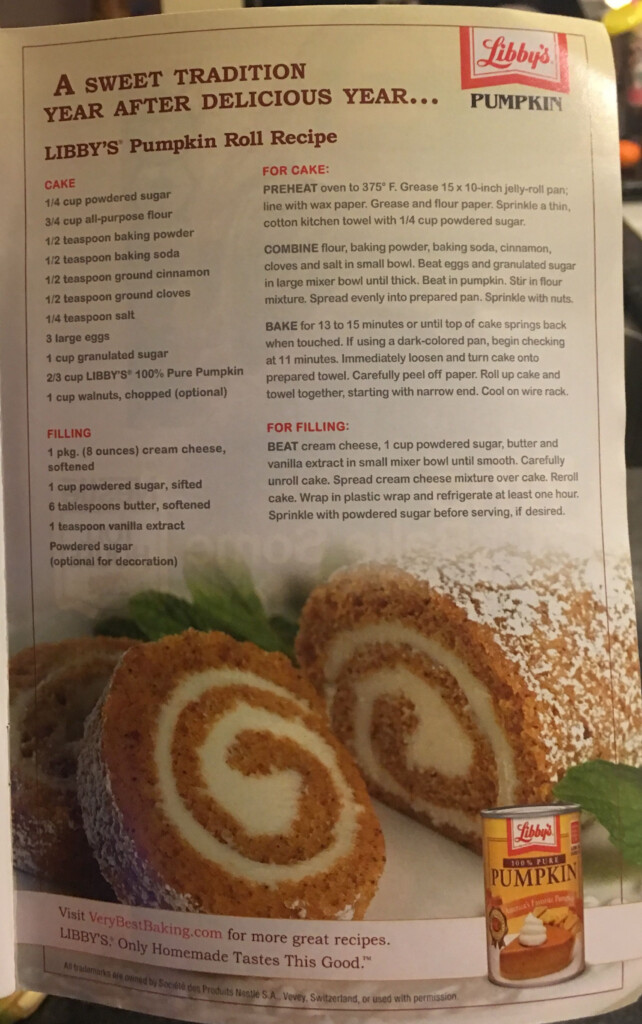 Libby 39 s Pumpkin Roll Recipe Printable