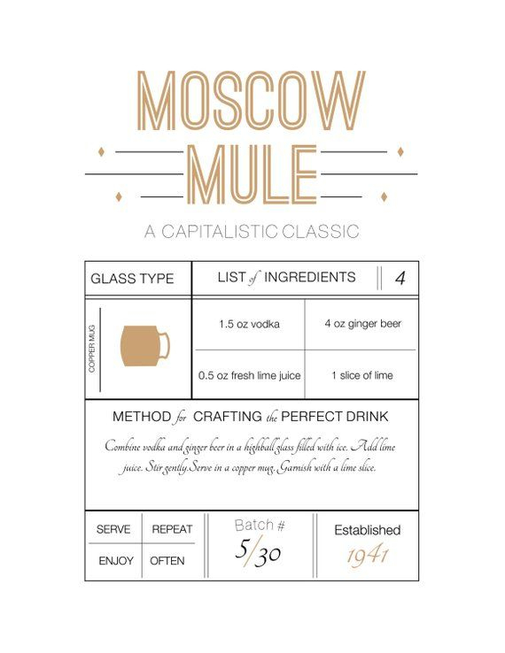 Moscow Mule Printable Recipe Printable New Year Banners