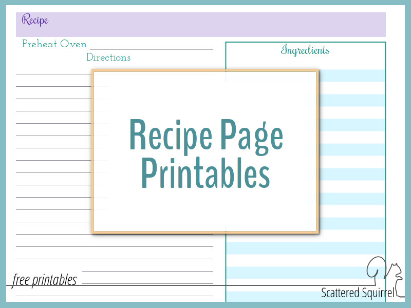 Organize Your Recipes With These Handy Recipe Page Printables