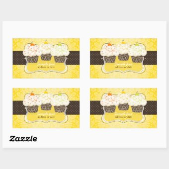 PixDezines Diy Colors Lemon Zest Cupcake Rectangular Sticker Zazzle