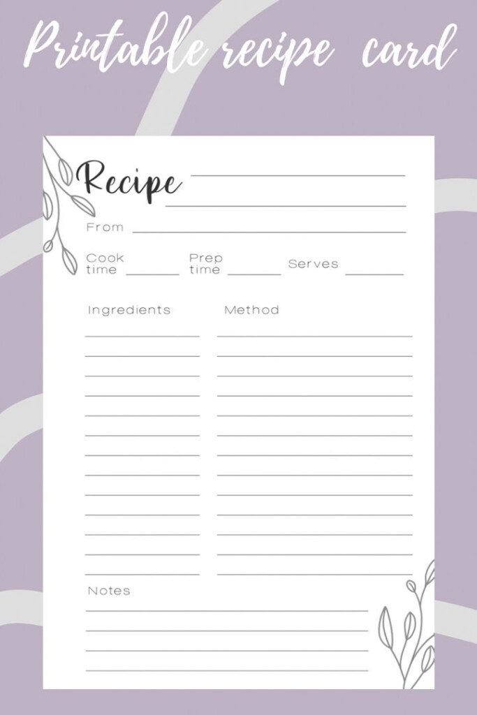 Printable A4 Recipe Card Recipe Insert For Recipe Binder Recipe 