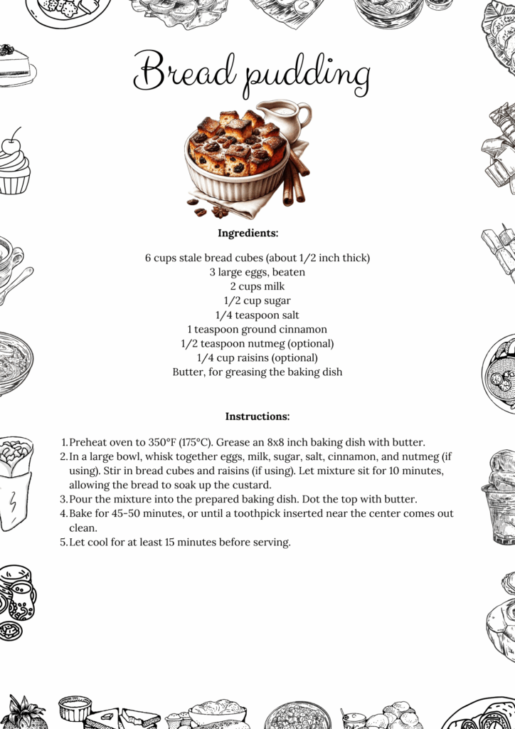 Printable Bread Pudding Recipe Free PDF Tasteful Zone