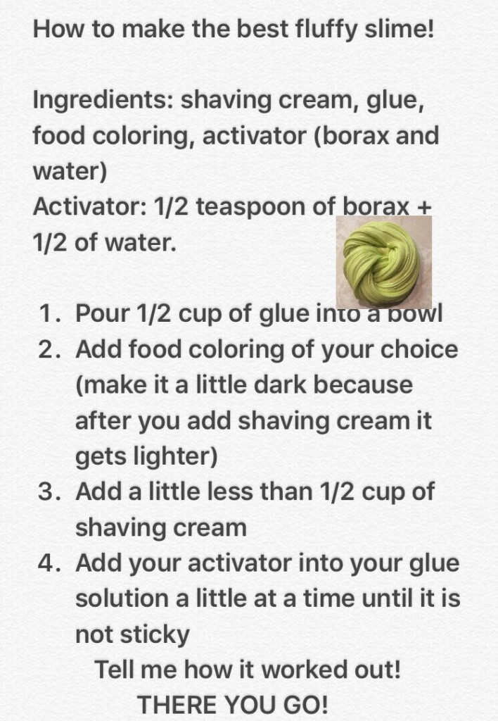 Printable Fluffy Slime Recipe