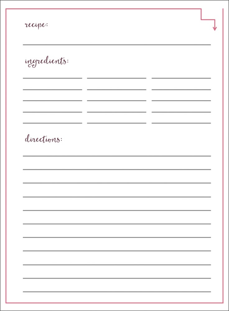 Printable Full Page Recipe Templates Printable Word Searches