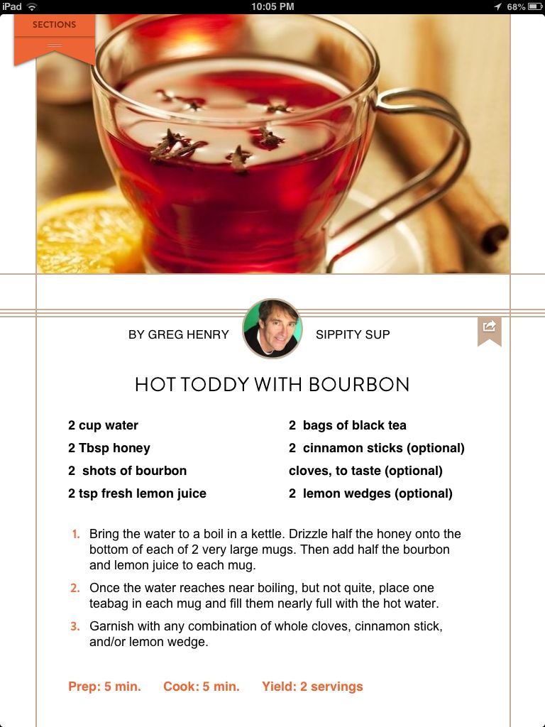 Printable Hot Toddy Recipe Card