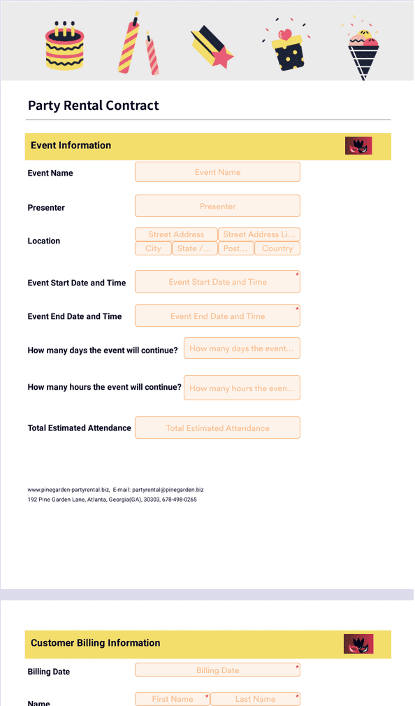 Printable Party Rental Contract Template Printable Templates Protal