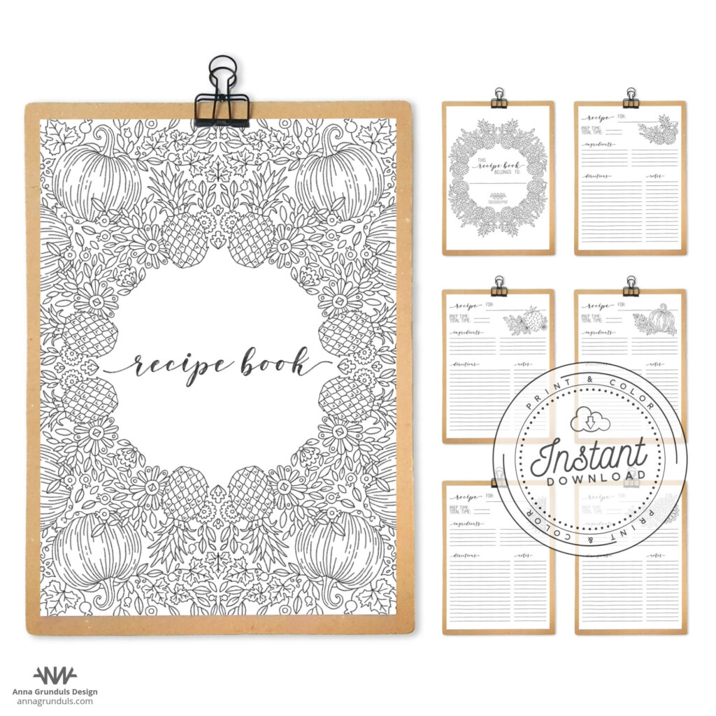 Printable Recipe Book Inserts Anna Grunduls Design