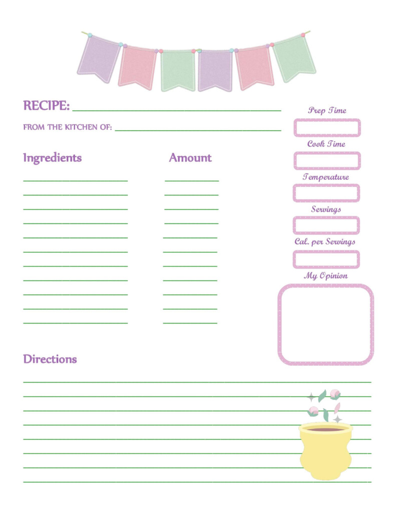 Printable Recipe Book Template