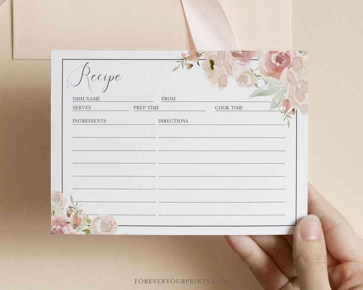 Printable Recipe Card Template Bridal Shower Recipe Cards Etsy 