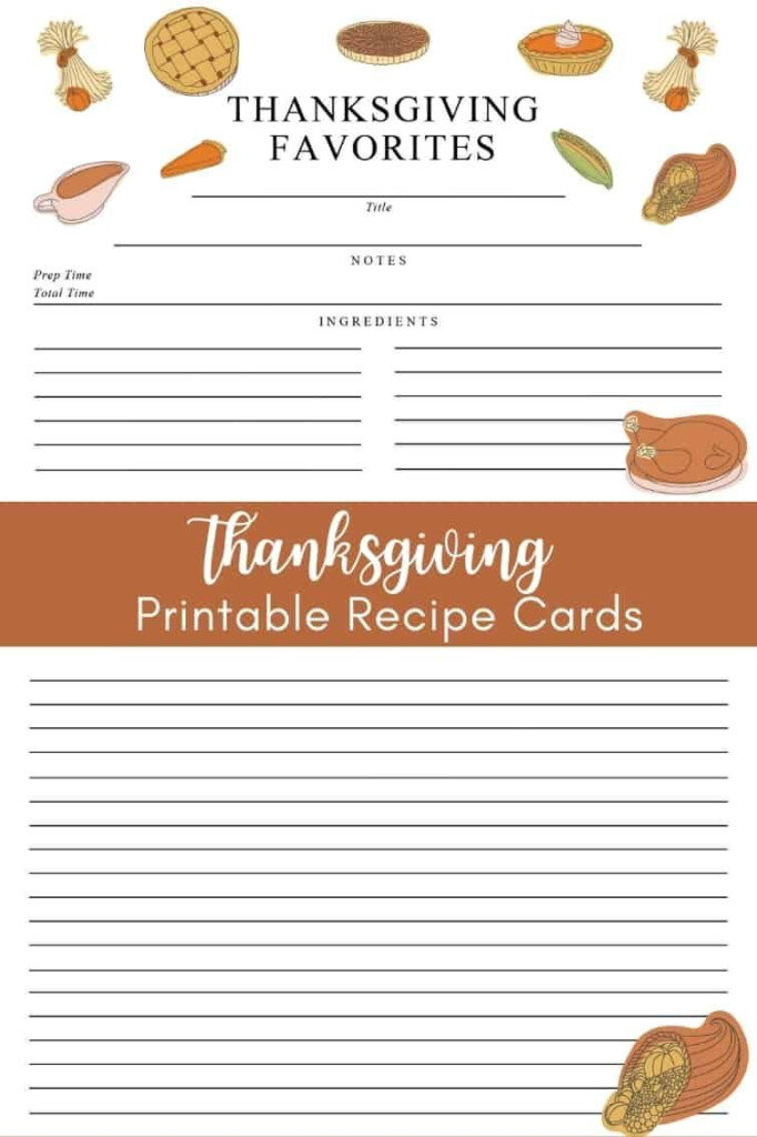 Printable Recipe Cards For Thanksgiving