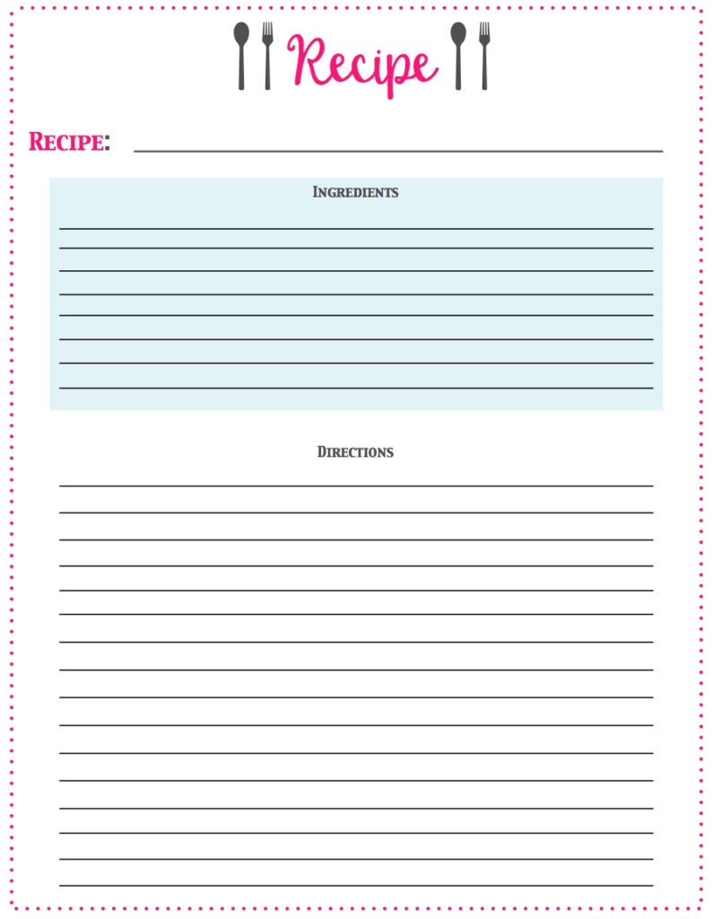 Printable Recipe Sheets