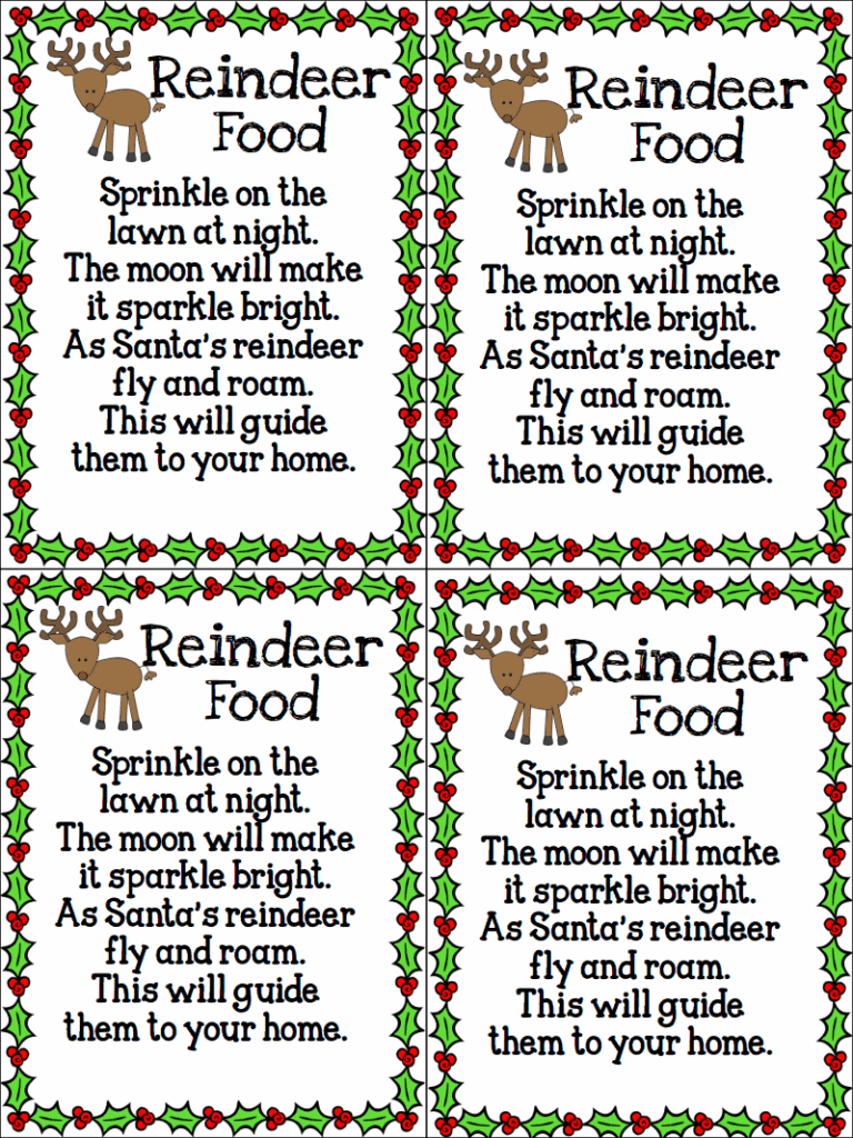 Printable Reindeer Food Recipe Printable Word Searches