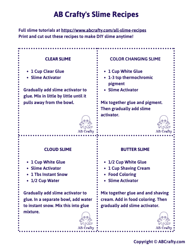 Printable Slime Recipe Cards Find A Free Printable