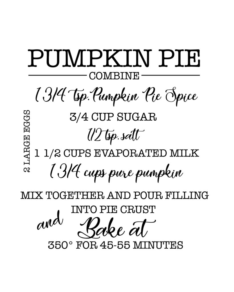 Pumpkin pie printable Mother Thyme