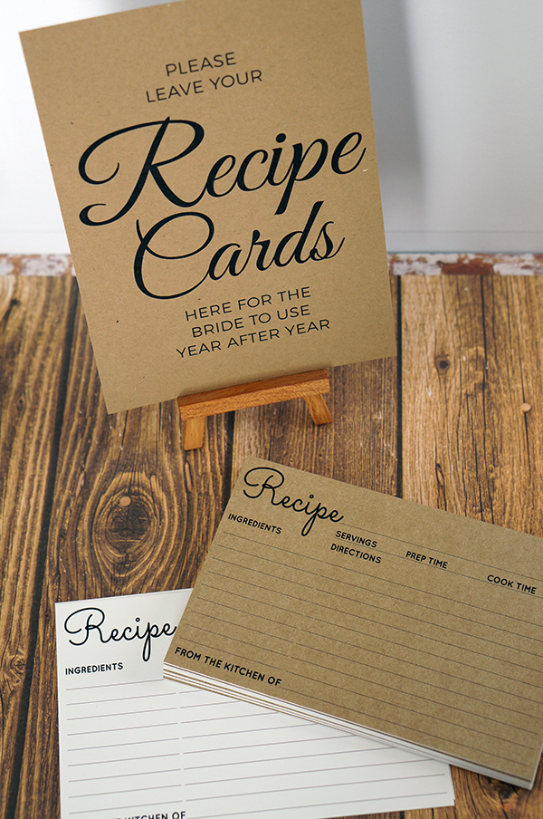 Recipe Cards Sign For Bridal Shower Recipe Request Free Printable 