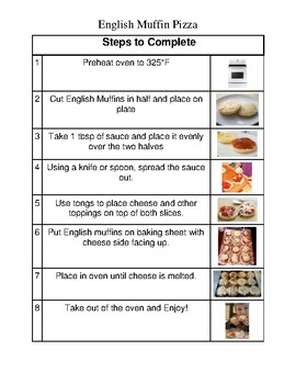 Visual Recipe English Muffin Pizza By The Lifeskills Journal TpT