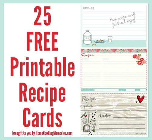25 FREE Printable Recipe Cards
