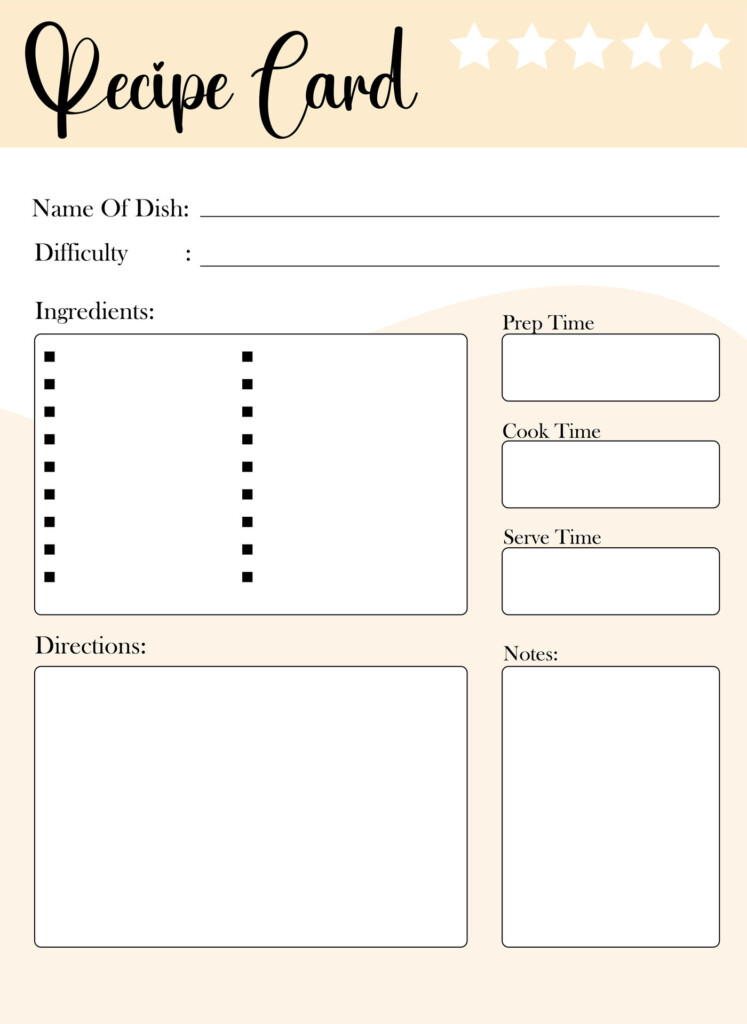 Blank Recipe Cards 10 Free PDF Printables Printablee