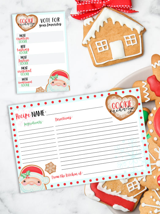 Christmas Cookie Exchange Recipe Cards Printable Jessica 