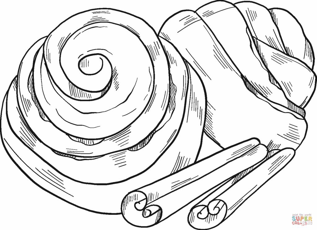 Cinnamon Roll Coloring Sheets Free Printable Templates