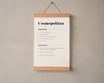 Cosmopolitan Recipe Printable Cosmo Bar Cart Art Printable Cocktail 