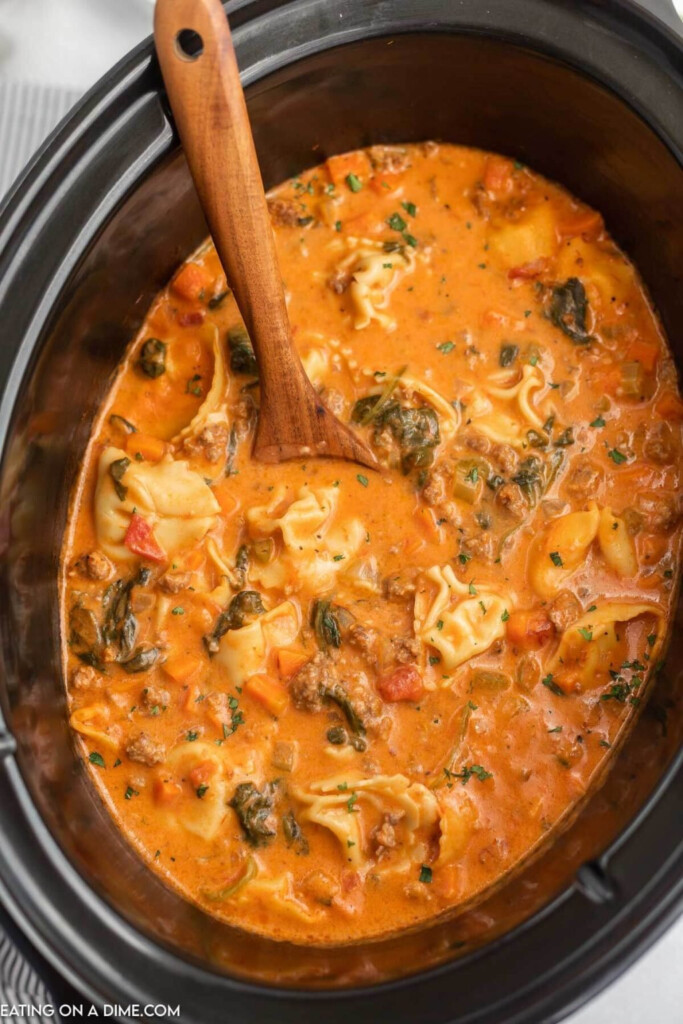 Crockpot Italian Sausage Tortellini Soup Recipe VIDEO 