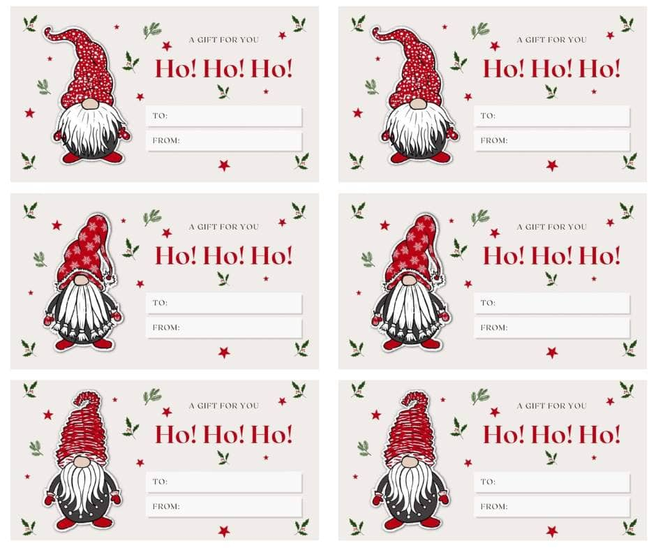 Cute Gnome Christmas Gift Tags Free Printable