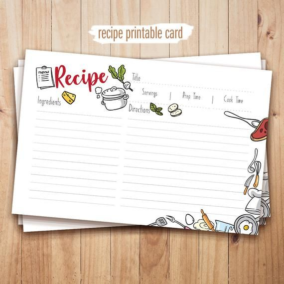 Description This Is For The Recipe Cards size 4x6 Insert For 