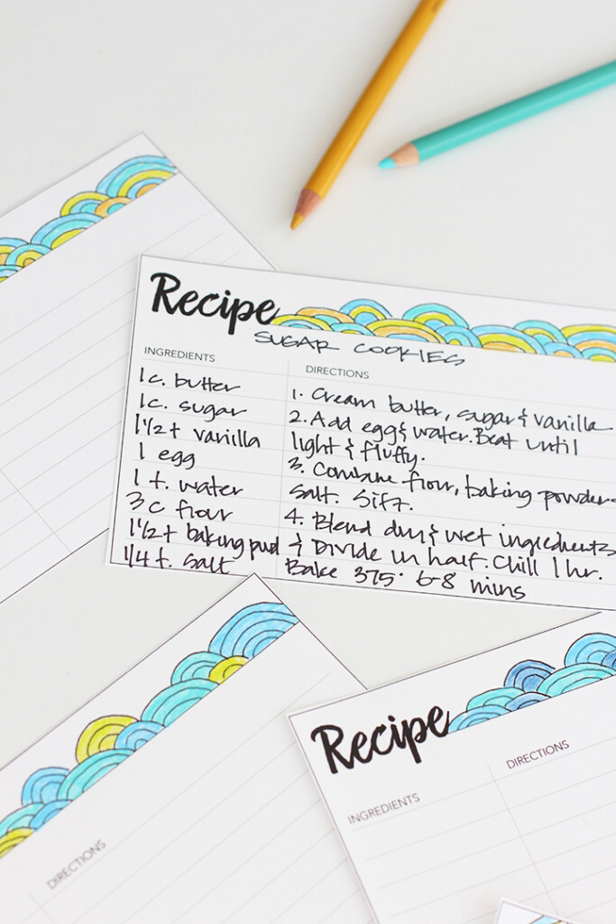 DIY Printable Coloring Recipe Card Worksheets Library
