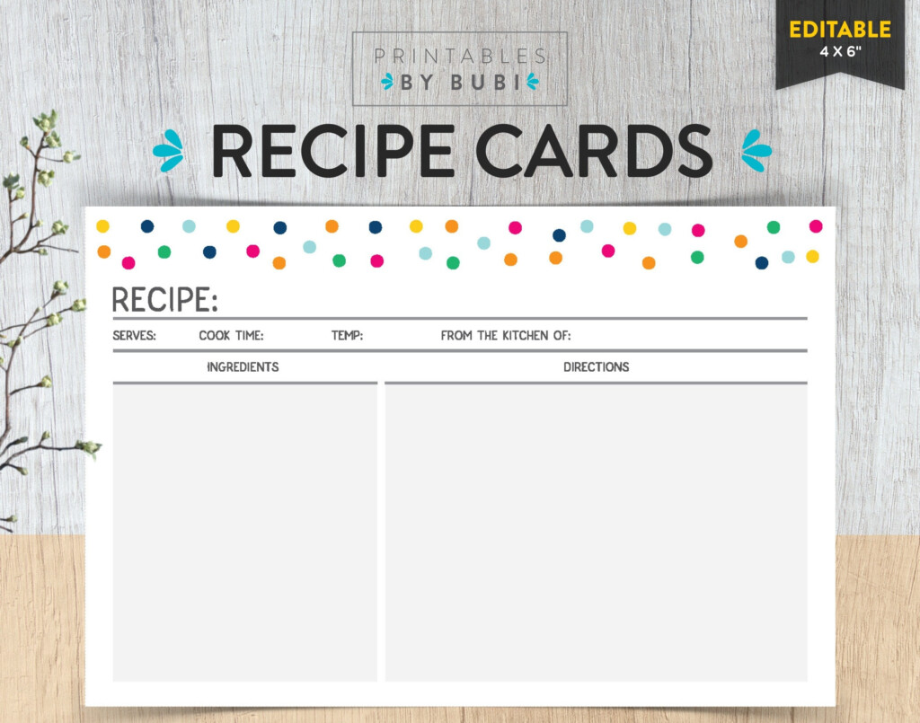 Editable Printable Recipe Cards