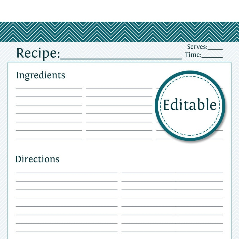 Fill In Blank Printable Editable Recipe Card Template Printable Templates