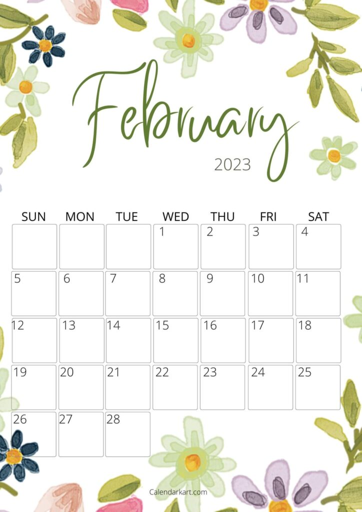 Free Cute Printable February 2023 Calendar CalendarKart Free 