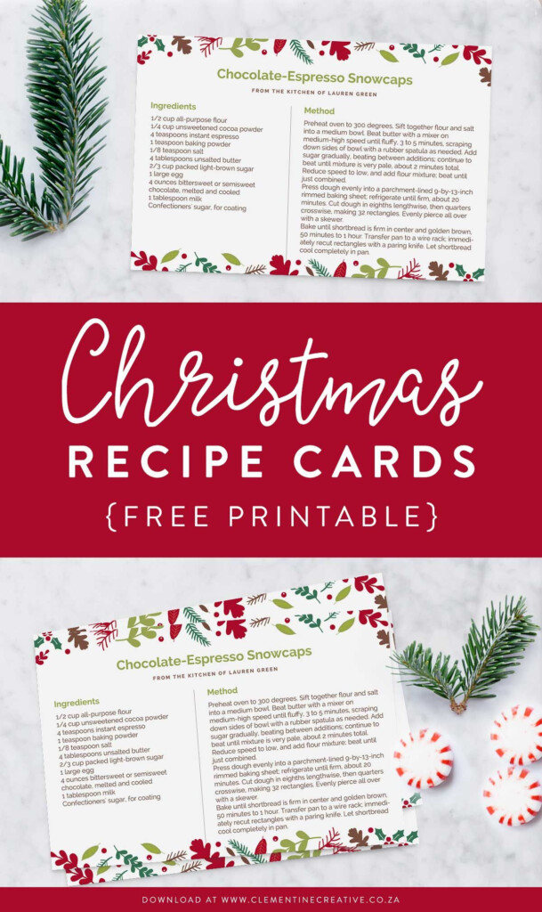 Free Printable Christmas Recipe Card Templates Christmas Recipe Book 