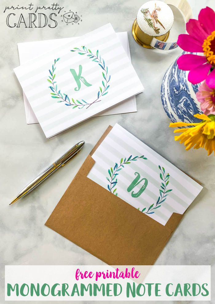 Free Printable Monogrammed Note Cards Available In All Letters 