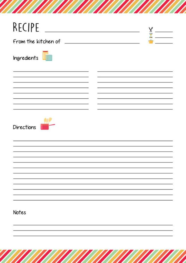 Free Printable Recipe Template Diy Recipe Book A4 Recipe Throughout 