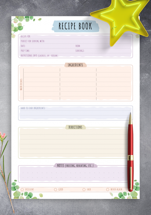 Free Recipe Book Template Kasapmatters