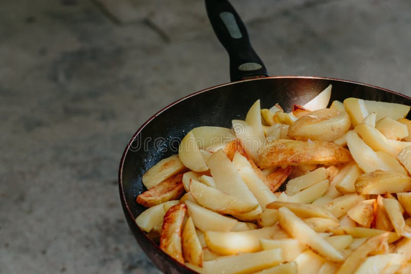 Fried Potatoes In A Frying Pan Stock Photo Image Of Meal Sliced 